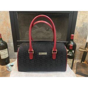 B319 - Vvintage Balenciaga BB monogram handbag with a black canvas body and red